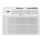 LG 6,000 BTU Window Air Conditioner, 115V, Cools 250 Sq.Ft. for Bedroom, Den, Living Room, Quiet Operation, with Remote, 2 Cooling & Fan Speeds, 2-Way Air Deflection, Auto Restart, White