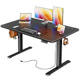 Huuger 47 X 24 Inch Electric Standing Desk with Power Outlets and USB-C Port, Height Adjustable Desk, Sit Stand Desk for Home Office, Computer & Gaming Desk with 3 Presets, Stable Steel Frame, Black