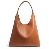 Hobo Bags for Women Soft Vegan Leather Shoulder Handbag Slouchy Tote Purses (Orange-brown)