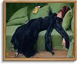 KBKBART Vintage Framed Wall Art, Moody Wall Decor Decadent Young Woman After the Dance Victorian Canvas Paintings, Vintage Wall Decor for Bedroom Living Room Home Office Classical Bathroom Decor Wall Art (8"x10")