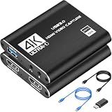 4K HDMI Capture Card for Streaming, Full HD 1080P 60FPS USB 3.0 Cam Link Game Audio Video Capture Card, Work with Camera/Switch/Xbox/PS4/PS5/PC/OBS (Black)