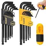 ELEAD Allen Wrench Hex Key Set: Premium 27pcs Durable Hex Key Set with Grip Handle, Long and Short Arm with Ball End, Metric & SAE Size Allen Key Set, Organized Storage