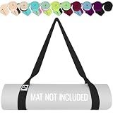TECEUM Yoga Mat Strap – Black & 30+ Colors – Adjustable Mat Holder Sling Career for All Mats [Mat Not Included]
