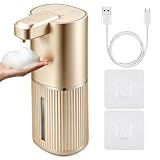 Rudnia Automatic Soap Dispenser, Foaming Soap Dispenser Touchless with Continuous Dispensing, 4-Level Adjustable, Rechargeable Hand Soap Dispensers, Wall Mounted or Countertop for Bathroom & Kitchen