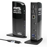 Plugable Universal Laptop Docking Station Dual HDMI Monitor for Windows and Mac (Driver Required), USB 3.0 or USB-C, 2X HDMI, Gigabit Ethernet, Audio, 6 USB Ports (UD-3900)