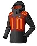 Venustas Women's Slim Fit Heated Jacket with Battery Pack, Windproof Electric Insulated Coat with Detachable Hood