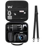 Supmay Hard Travel Case for Canon EOS Rebel T7 DSLR Camera/EOS R50 / R6 Mark II/ R100 / R50V / R8 / R7 / R10 Mirrorless Camera, Lens, Tripod with 3 Pieces of Dividers and Shoulder Strap, Black