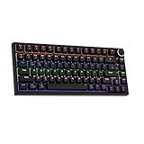 Newmen GM326 75% Percent Mechanical Keyboard,Wired Mini Backlit Hot Swappable Gaming Mechanical Keyboard with Knob,82 Keys Anti-Ghosting Compact Black Gaming Keyboards for PC Win Mac,Red Switch