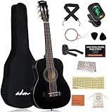ADM Beginner Acoustic Classical Guitar 30 Inch Nylon Strings Wooden Guitar Bundle Kit for Kid Boy Girl Student Youth Guitarra Online Lessons with Gig Bag, Strap, Tuner, Extra Strings, Picks,Black 1