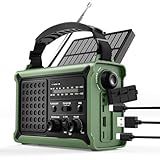 Emergency Weather Radio, NOAA Certified Solar Hand Crank Radio, 12000mAh Battery Operated Survival Gear with LED Flashlight, Reading Light & SOS Alarm, Essential for Power Outage, Hurricane & Camping