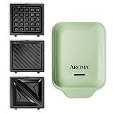 AROMA® 3-in-1 Panini Press, Sandwich Grill, and Waffle Maker with Removable Ceramic Coated Plates