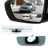 LivTee Blind Spot Mirror, Rectangular Shaped HD Glass Frameless Convex Rear View Mirror with wide angle Adjustable Stick for Cars SUV and Trucks, Pack of 2