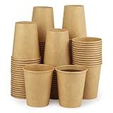Kraft 100 Pack Paper Cups - 8 Oz Hot Compostable Cups for Coffee, Water & More