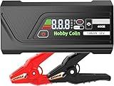 Hobby Colin 400E Car Jump Starter 12V 1350A Peak 1600mAh Battery Booster for 6.0L Gasoline and 3.5L Diesel Engines, LED Display, Indicators, Starter Cables