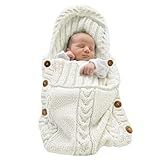 XMWEALTHY Newborn Baby Wrap Swaddle Blanket Knit Sleeping Bag Receiving Blankets Stroller Wrap for Baby Beige 0-6 Month
