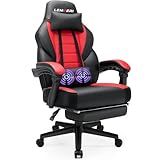 LEMBERI Big and Tall Gaming Chair 400lb Capacity, Heavy-Duty Office Chair with Reinforced Footrest, Wide Seat High Back PC Desk Chair with Linkage Armrests, Thickened Steel Frame, PU Leather, Red