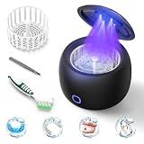 2025 Ultrasonic Retainer Cleaner Machine – 45kHz Retainer Cleaner for Night Guards, Mouth Guards, Dentures – 24W Dental Ultrasonic Cleaner with 4 Modes, 200ML – Great Gift for Braces Users (Black)