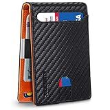 RUNBOX Slim Wallets for Men - Leather Money Clip Mens Wallet - RFID Blocking Front Pocket Bifold Wallet - Thin Credit Card Holder with Gift Box