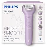 Philips Epilator Series 9000 - Cordless Wet and Dry Electric Epilator, Hair Removal for Legs, Body and Bikini, with ProGuide, 9 Accessories Including Pedicure Head, 60 min. Runtime, Model BRE728/00