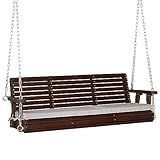 VINGLI Heavy Duty 880 LBS Patio Wooden Porch Swing Outdoor with Extra Cushion, Farmhouse Hanging Bench Tree Swing with Adjustable Chains for Yard | Garden | Lawn | Balcony (5 FT, Rustic)