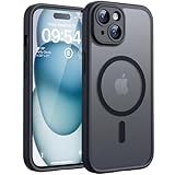 TOCOL for iPhone 15 Case, Compatible with Magsafe, Full Camera Protection, Built-in Magnetic Ring, Drop Protection, Translucent Matte Phone Case for iPhone 15 6.1 inch (Black)