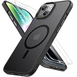 Miracase Magnetic for iPhone 14 Case 6.1 inch (Compatible with MagSafe)（with 2X Screen Protectors） Military-Grade Protection, Anti-Fingerprint Translucent Matte Phone Case Cover, Black