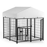 LOVMOR 4' x 4' Outdoor Dog Kennel with Roof for Large Dogs