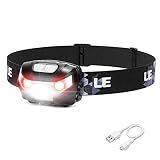 Lepro LED Headlamp Rechargeable IPX4 Waterproof Headlight 5 Modes - Black
