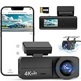 4K Dash Cam Front and Rear, WiFi Dash Cam with 64GB Card, 4K+1080P Dash Camera for Cars, WiFi Car Camera with App Control, 1.47" Screen DashCam with 24H Parking Monitor,G-Sensor