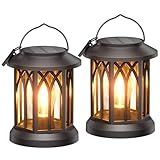 WdtPro Solar Lanterns Outdoor Waterproof, Upgraded Bright Hanging Solar Lights for Outside,Solar Powered Lanterns Lighting LED for Garden Patio Yard Decorative 2 Pack (Warm Light)