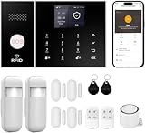 XUK Wireless Home Security System, 4G/GSM/Wi-Fi Smart Alarm Kit, Compatible with Alexa & Google Home, Door & PIR Motion Sensors (13pc Set)