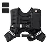 PACEARTH Weighted Vest,4lb/6lb/10lb/12lb/16lb/20lb/25lb/30lb Weight Vest with Reflective Stripe, Body Weight Vests Adjustable for Men, Women Workout, Strength Training, Running, Walking, Jogging
