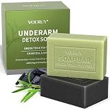 Underarm Detox Soap, 2 Pcs Armpit Detox Soap with Green Tea & Tea Tree, Charcoal & Mint for Eliminating Odor, Exfoliating, Moisturizing , Bar Soaps for Legs, Knee, Feet, Hands Whole Body - 10 oz（280g）