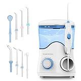 TUREWELL FC162 Water Dental Flosser for Teeth/Braces,10 Pressure Levels, 8 Water Jet Tips for Family, 600ML Electric Water Dental Oral Irrigator for Teeth Clean (White)