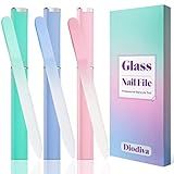 Glass Nail File 3 Pack for Natural Nails, Stocking Stuffers for Women Adults Unique Christmas Gifts Crystal Fingernail Files with Case Etched Nail Filer Professional Nail File Glass Lima de uñas