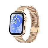 T-BLUER Watchband Compatible with Huawei Watch Fit 3 Band,Stainless Steel Metal Replacement Strap Bracelet for Huawei Watch Fit 3 Woman Man, FG1 Rose Gold