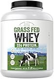 Carlyle Grass Fed Whey Protein Powder | 5lb (80 oz) | 33g of Protein Per Serving | Unflavored | Sugar and Hormone Free | Non-GMO and Gluten Free Supplement | by Herbage Farmstead