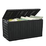 Keter Marvel Plus 71 Gallon Resin Deck Box-Organization and Storage for Patio Storage Box Outdoor Cushions, Throw Pillows, Garden Tools and Pool Accessories, Dark Grey