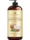 Handcraft Blends Fractionated Coconut Oil - 16 Fl Oz - 100% Pure and Natural - Premium Grade Carrier Oil for Skin, Hair and Body - Massage - Hair Tonic