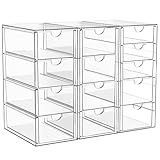 Acrylic Makeup Organizer with 13 Drawers, Bathroom Counter Organizer, Acrylic Organizers, Desk Organizer, Office Supplies, Storage Drawers for Cosmetic, Pencil, Coffee, etc 3 Pack
