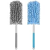 TIMIVO Mini Duster for Cleaning, 360° Bendable Hand Dusters with Extension Pole, Washable Small Duster for Car Interior, Office, Furniture