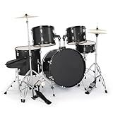 Ktaxon 22 Inch Adult Drum Set, 5-Piece Full-Size Drums Kit with Cymbal Stands, Hi-hat Stand, Sticks, Drum Pedal, Stool & Floor Tom for Beginner Teens Student (Black)