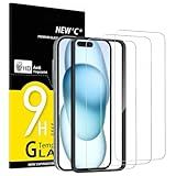 NEW'C 3 Pack Designed for iPhone 16, iPhone 15 Screen Protector (6.1 inches),Enhanced Tempered Glass Protection with easy installation tool included,Case Friendly Ultra Resistant