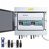 shengbowi 2 String Solar PV Combiner Box 2 in 2 Out IP65 DC500V 32A Circuit Breaker Surge Protector PV Fuse Solar Disconnect Switch Outdoor Waterproof Solar Panels System