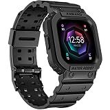 amBand Compatible for Fitbit Versa 4/3/2/ Fitbit Versa Lite/Fitbit Sense 2/ Fitbit Sense Bands with Case, Protective Smartwatch Case Strap Rugged Sport Protector Wristbands Men Black