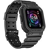 amBand Compatible for Fitbit Versa 4/3/2/ Fitbit Versa Lite/Fitbit Sense 2/ Fitbit Sense Bands with Case, Protective Smartwatch Case Strap Rugged Sport Protector Wristbands Men Black