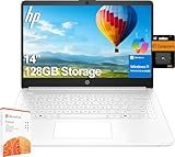 HP 14" Ultra-Light Laptop for Student & Home (1-Year Office 365, Intel Celeron N4500, 4GB RAM, 128GB Storage (64GB + 64GB SD)) 12-Hr Long Battery Life, Webcam, Wi-Fi 6, Fast Charge, Win 11 Home in S