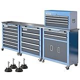 LARBANKE 3 Different Types Tool Chest Combination,Rolling Tool Chest with Stainless Countertop,Tool Cabinet with Connection Buckle,Wheels and Foot Pads,Portable Tool Box Inside