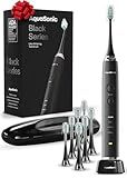 Aquasonic Black Series Ultra Whitening Toothbrush – ADA Accepted Electric Toothbrush- 8 Brush Heads & Travel Case – 40,000 VPM Electric Motor & Wireless Charging - 4 Modes w Smart Timer