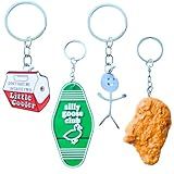 Funny Keychains Keychain Set Fun Cute Weird Cool Little Cooler Silly Goose Fried Chicken Nugget Food Black Cat Knife Doodle Finger Funky Unique for Adults Men Women Small Novelty Gag Gifts